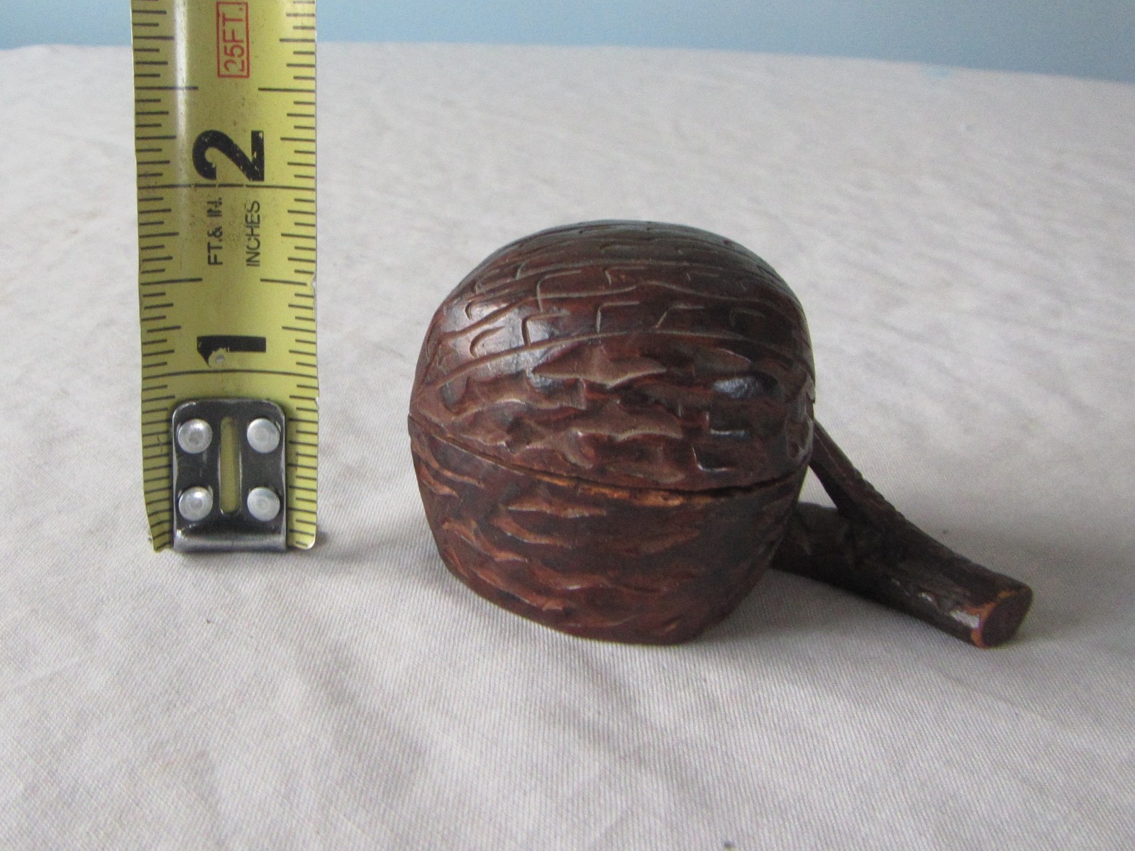 1890's German Black Forest Walnut carved hinged lid inkwell