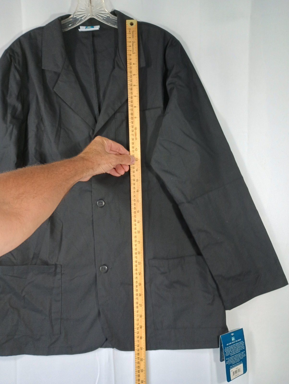 Adar NEW Unisex Large Black Doctor Nurse Multiple Pockets Consultation Coat