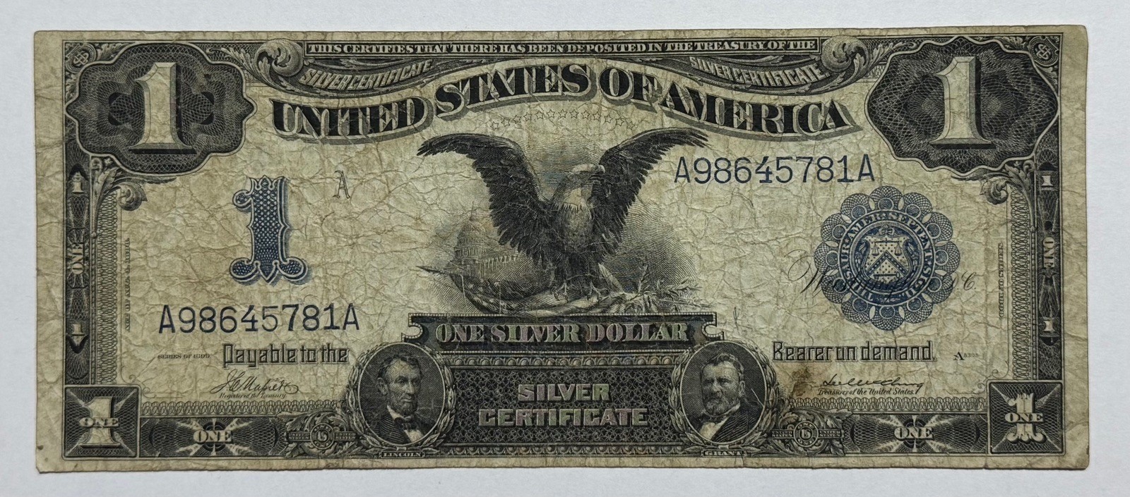 1899 $1 Bill Black Eagle Silver Certificate Note Large Size 781A-DKCCJ