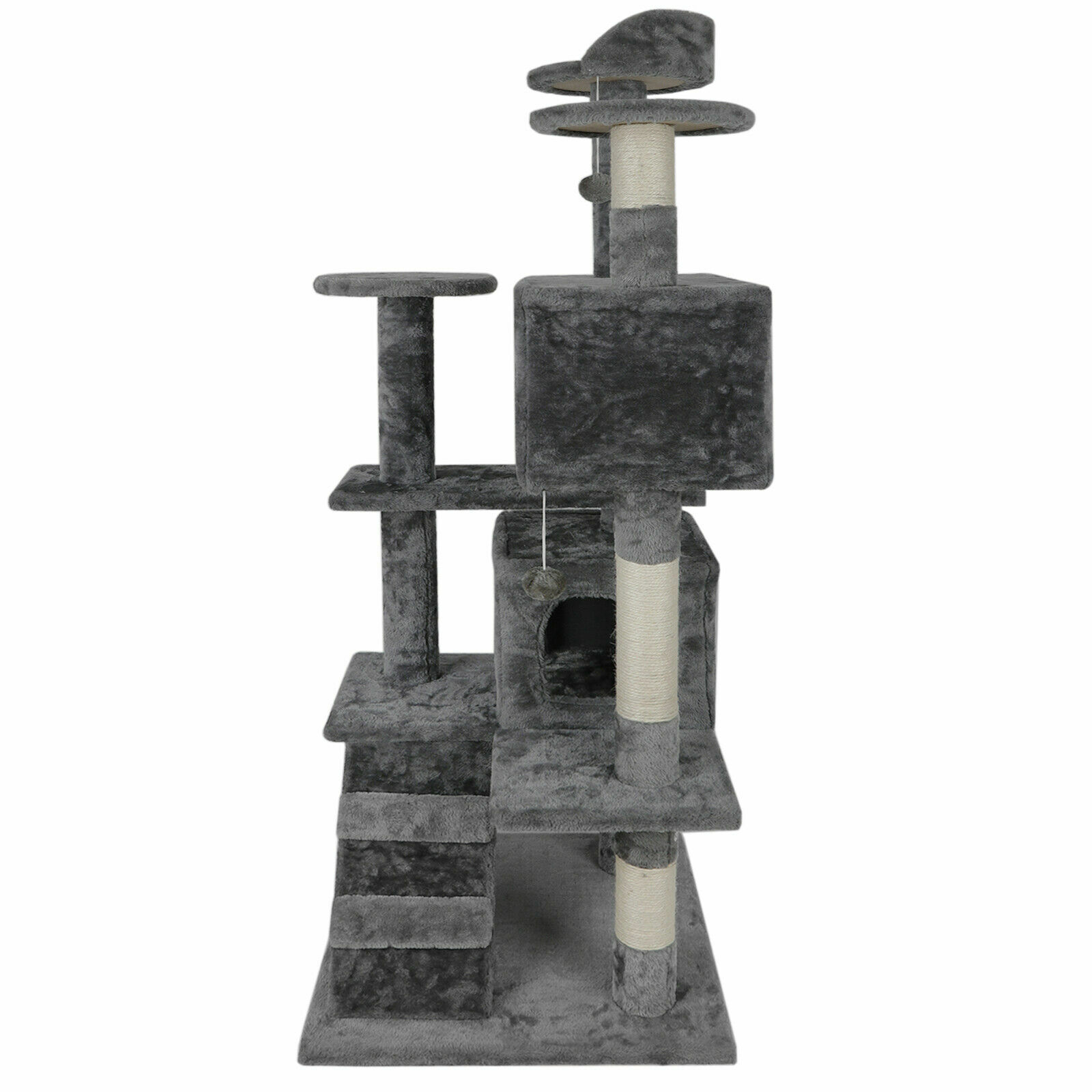 Gray Cat Tree Tower Activity Center Large Playing House Condo Rest Cat 55"