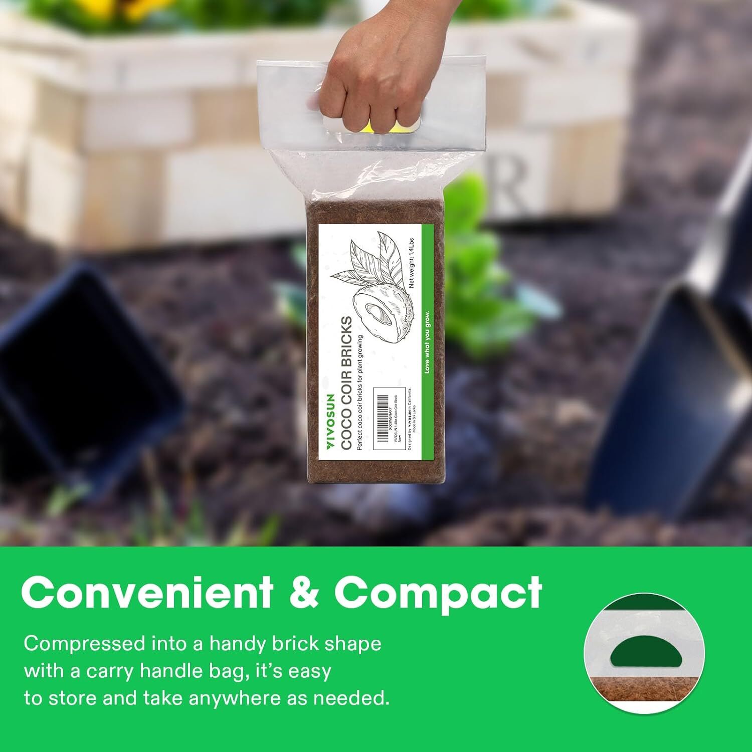 VIVOSUN Coco Coir Brick,100% Natural Organic Compressed Coconut Coir Fiber