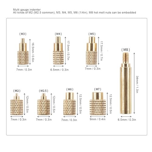 TS100 TS101 Soldering Iron Tips with M2 M2.5 M3 M4 M5 M6 M7 M8 Heat Set Insert