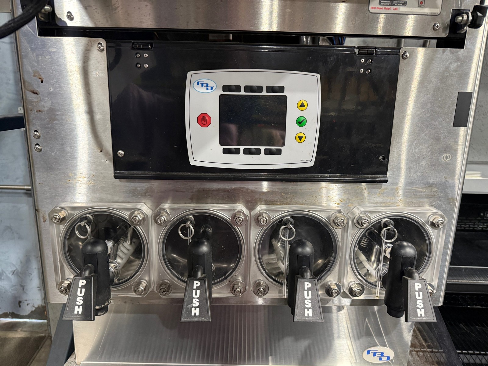 FBD FBD774-RC 4-FLAVOR FROZEN BEVERAGE MACHINE ON CUP DISPENSER STAND