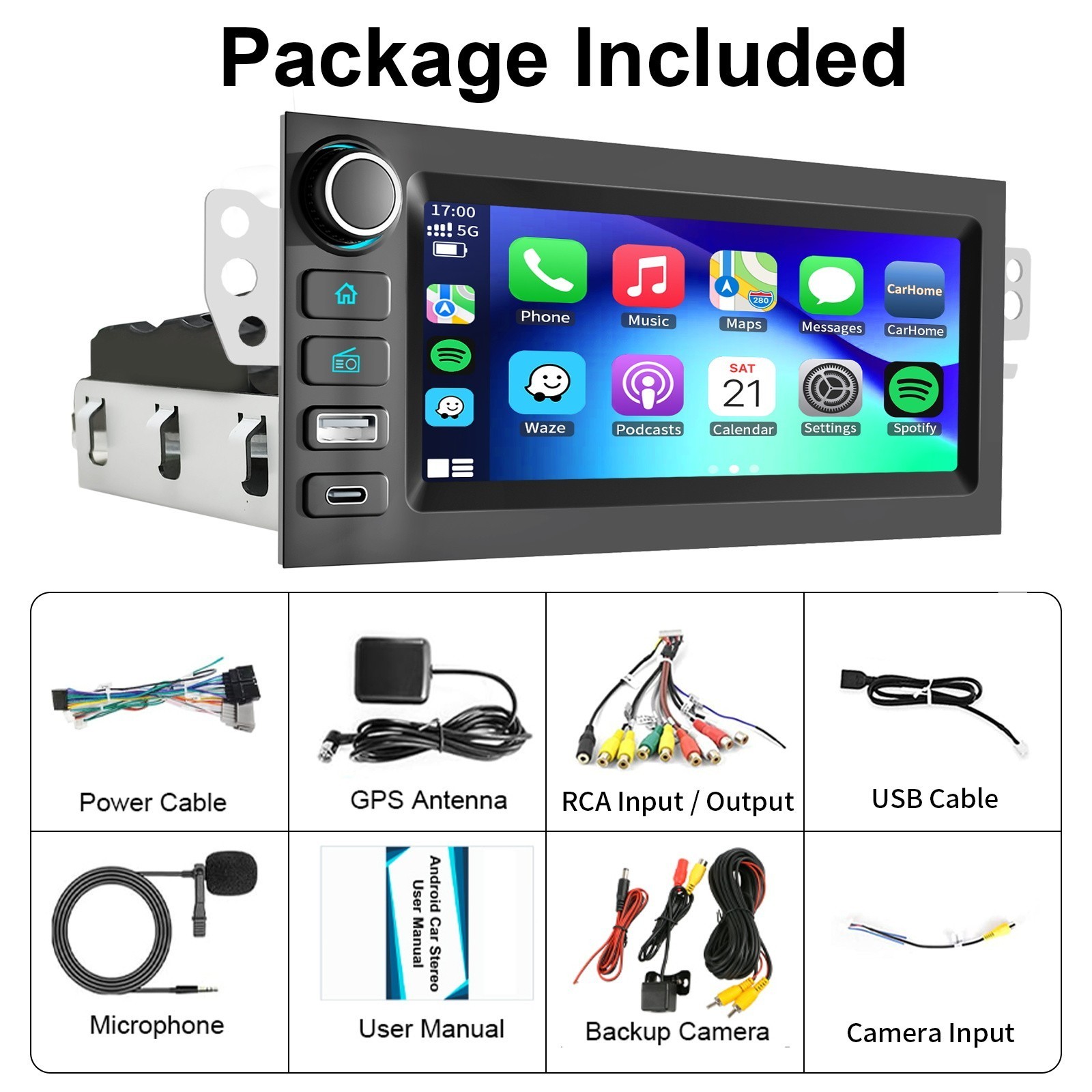 For GMC Chevy Tahoe Yukon Suburban 1995-2002 Apple Carplay Car Stereo Radio GPS