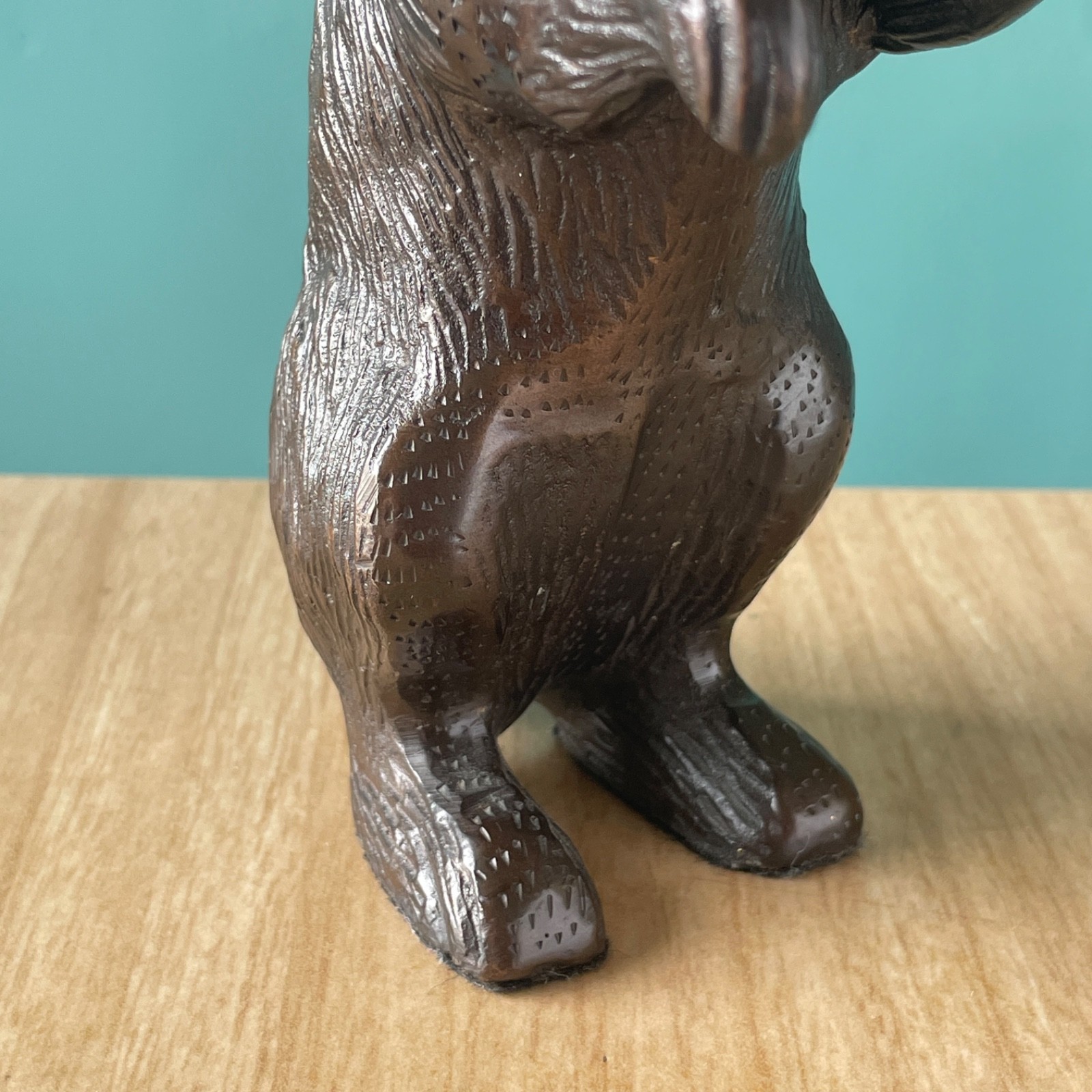 Vintage Bronze Tone Standing Rabbit Figurine Sculpture Heavy EASTER BUNNY