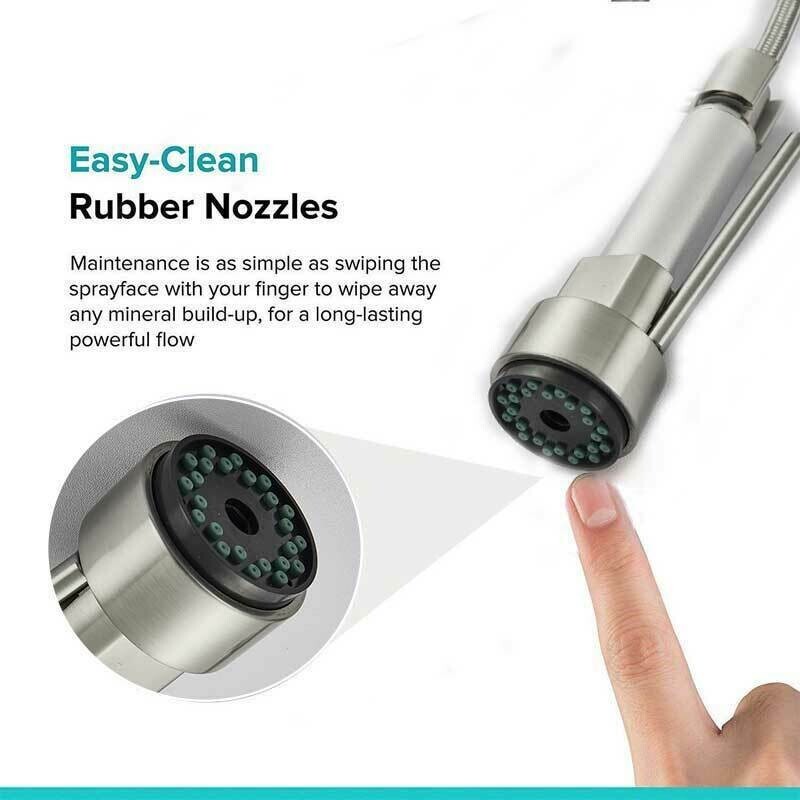 Kitchen Sink Faucet Stainless steel Single Handle Pull Down Sprayer Swivel Mixer