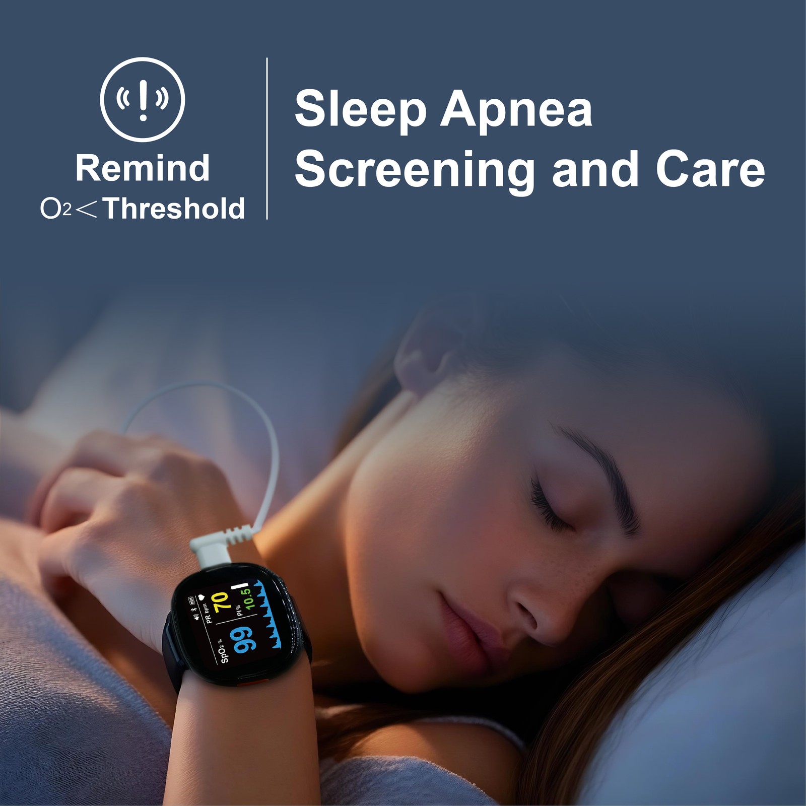 Wrist Sleep Pulse Oximeter, Rechargeable Continuous SpO2 & Heart Rate Monitor