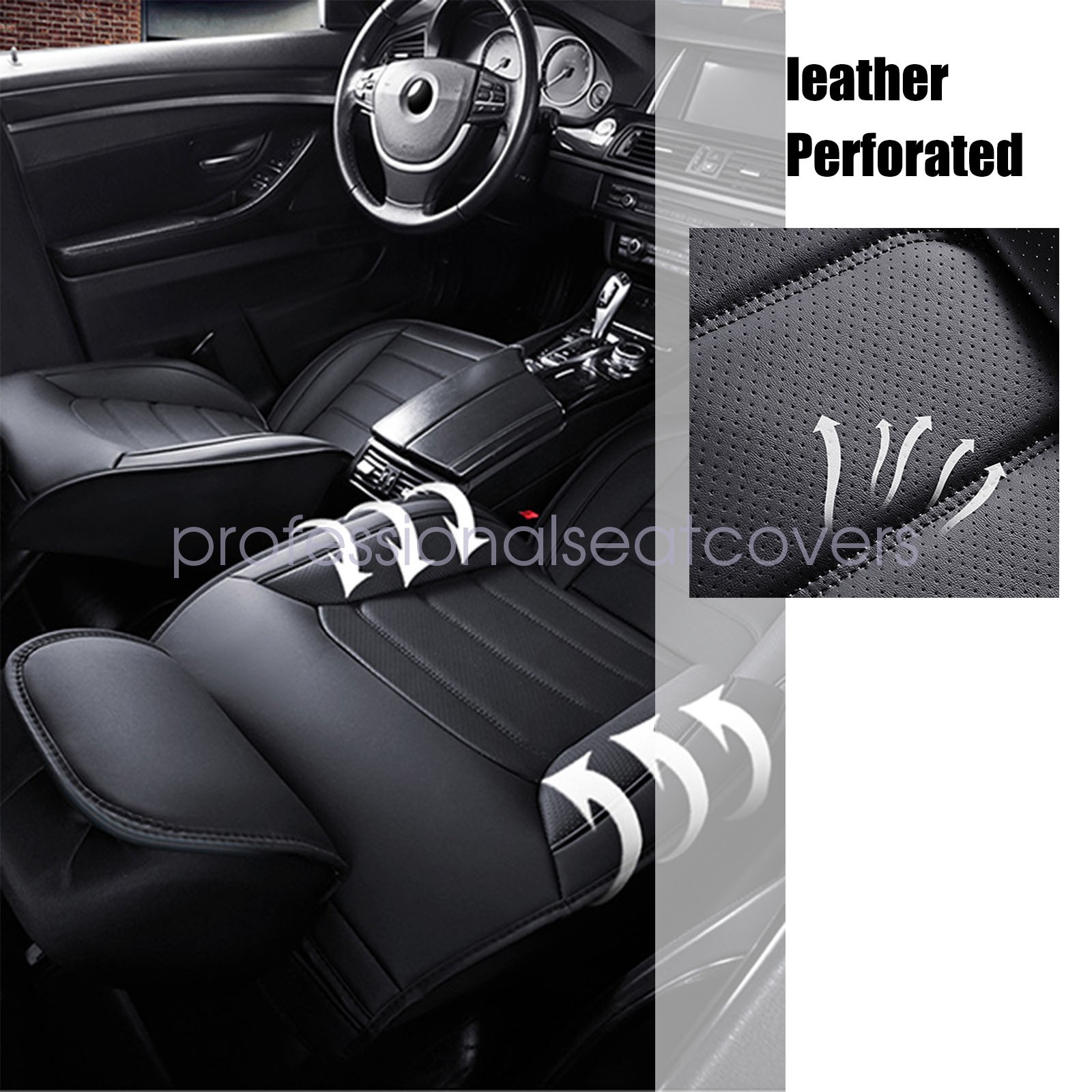 Fit For BMW Car Seat Cover Full Set PU Leather 5-Seats Front + Rear Protector US