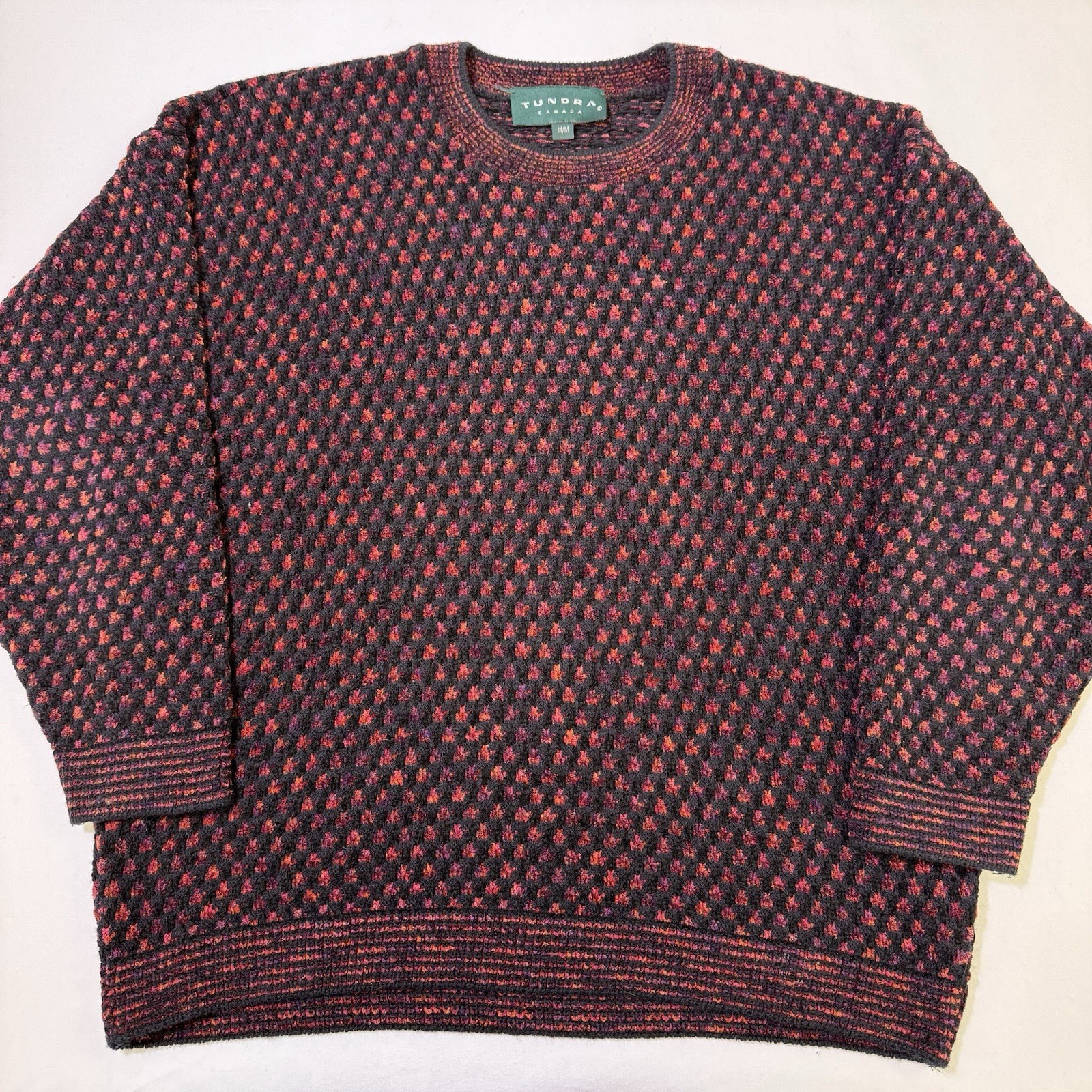Tundra Sweater Mens M 3D Knit Coogi Style  Geometric Grandpacore Cabincore Cosby