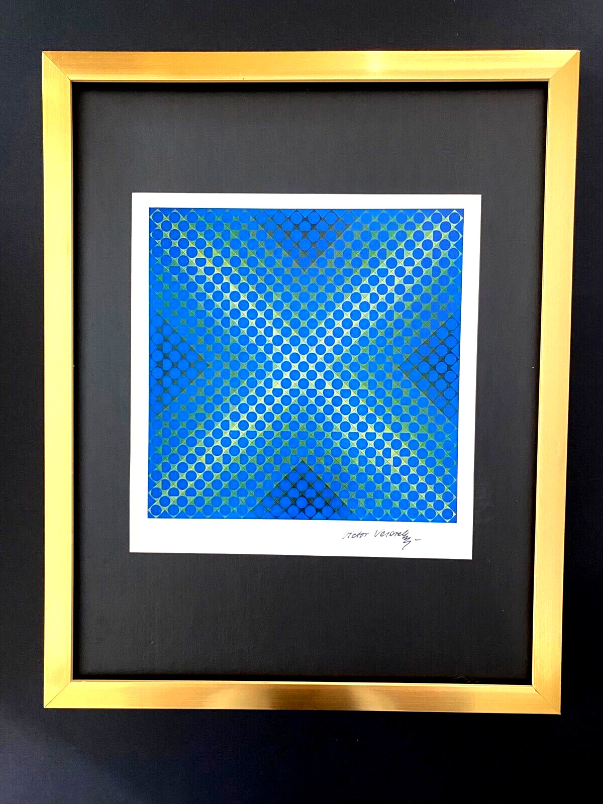 VICTOR VASARELY + SIGNED GEOMETRIC ABSTRACT PRINT FROM 1970 + WITH NEW FRAME