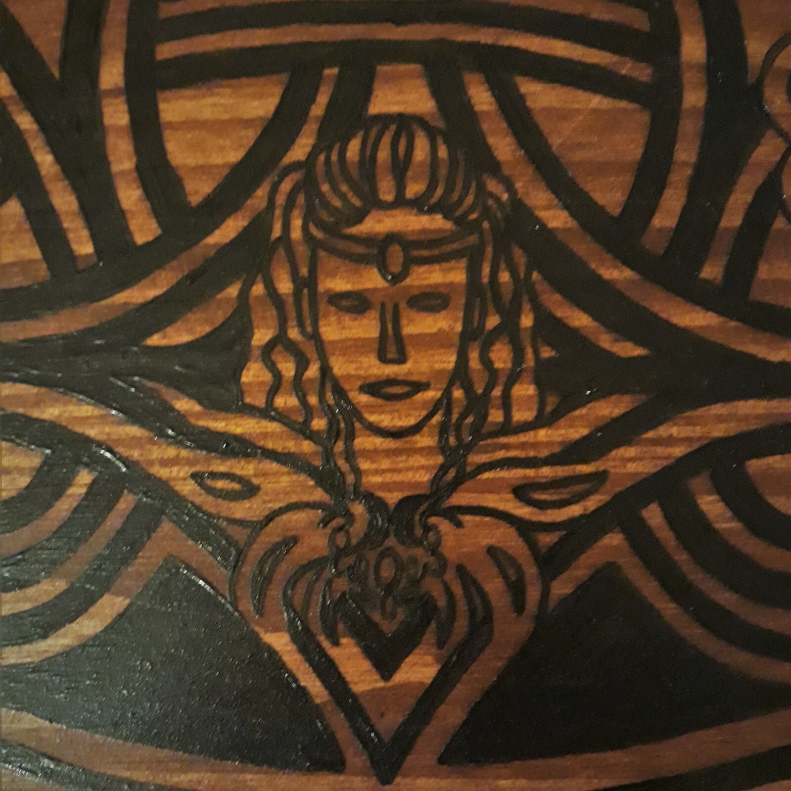 Viking Knotwork Tabletop w/ Norse Gods & Goddesses - Handpainted, 2 ft. diameter