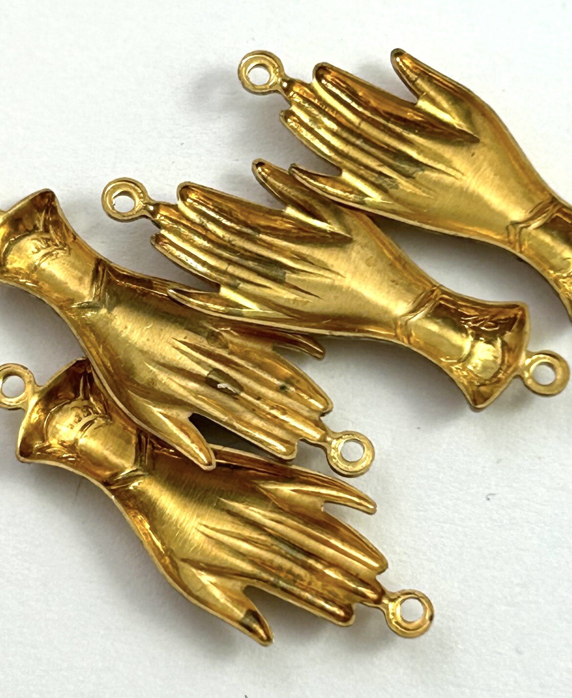 Vintage Connectors Lot Victorian Woman Hand Brass Stampings Jewelry Making Craft