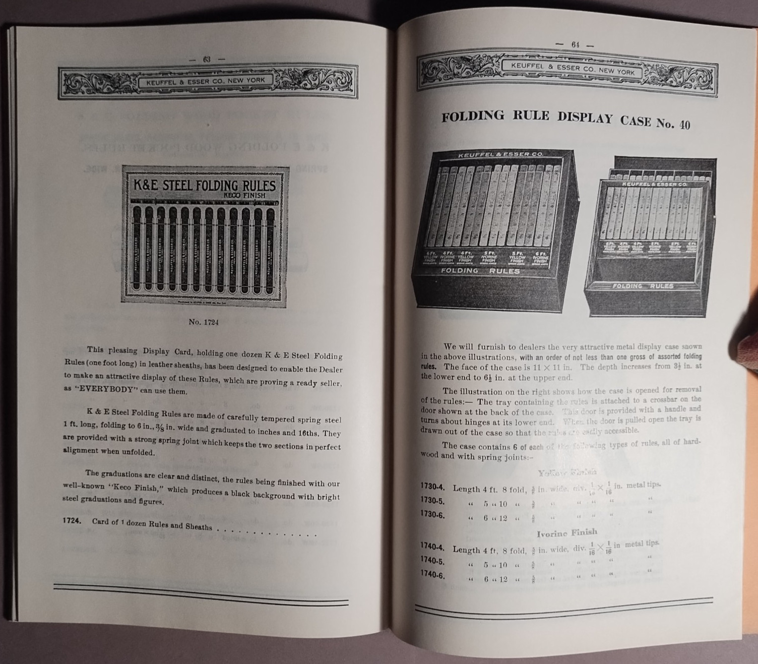 1926 Keuffel & Esser K&E Measuring Tape Folding Rule Catalog + Ink Blotter B6-26