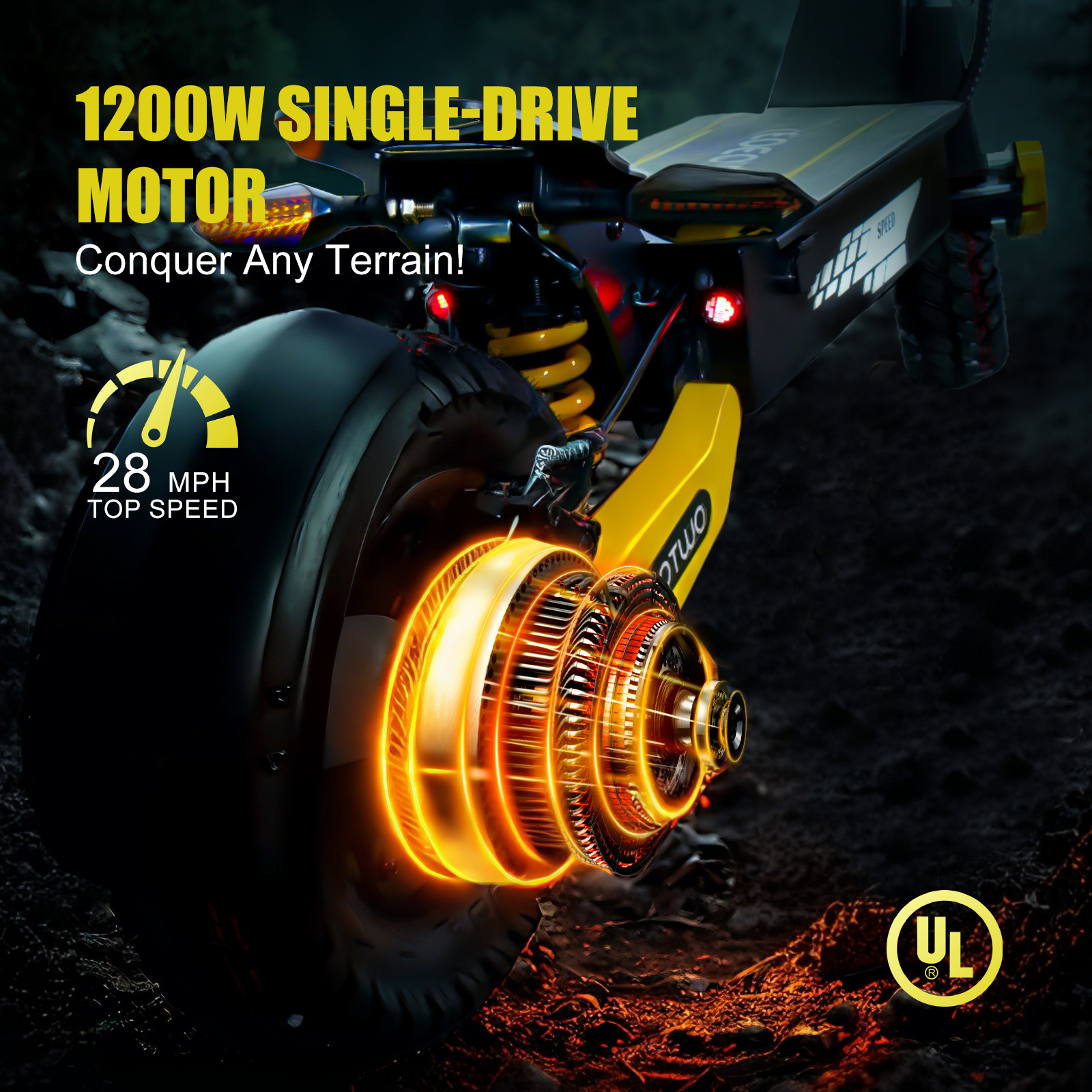 1200W Electric Scooter for Adult 48V13AH 28MPH 11'' Off-road Commuting E-Scooter