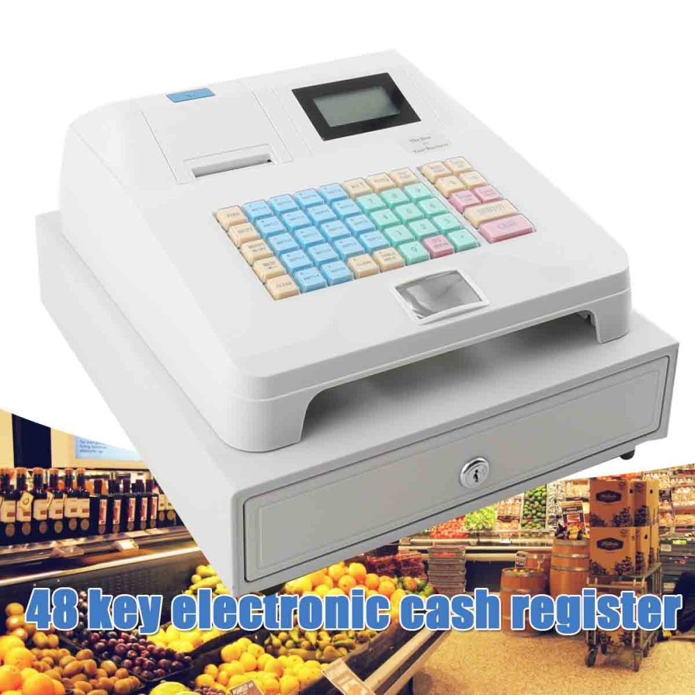 8 Digital LED Electronic Cash Register 48 Keys with Thermal Printer for Retail