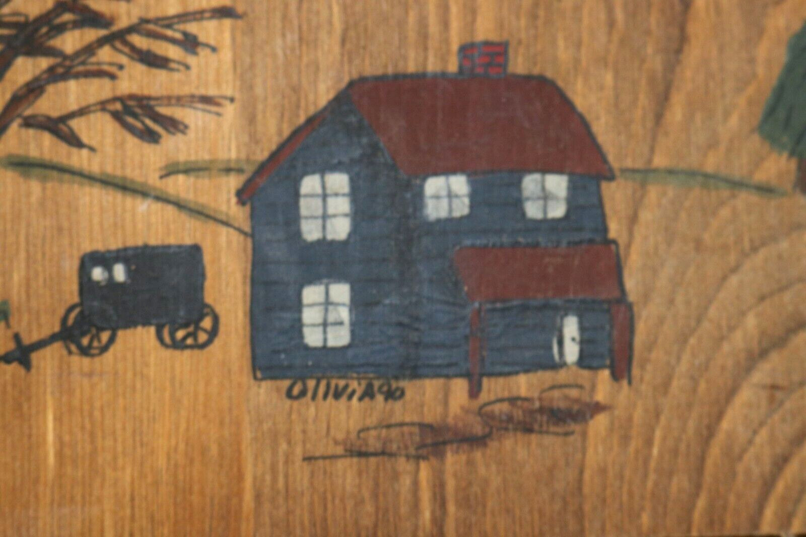 Vintage Handmade Amish Wall Art Checker Board Home Decor Country Farm Wood