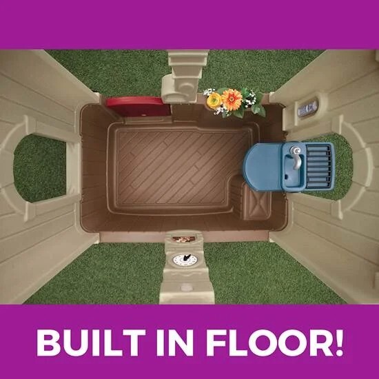 Step2 Neat & Tidy Cottage II Brown Playhouse Plastic Kids Outdoor Toy