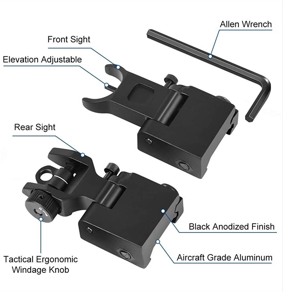 OT Flip Up Iron Sights Flip Up Front Sight + Back Up Rear Sight