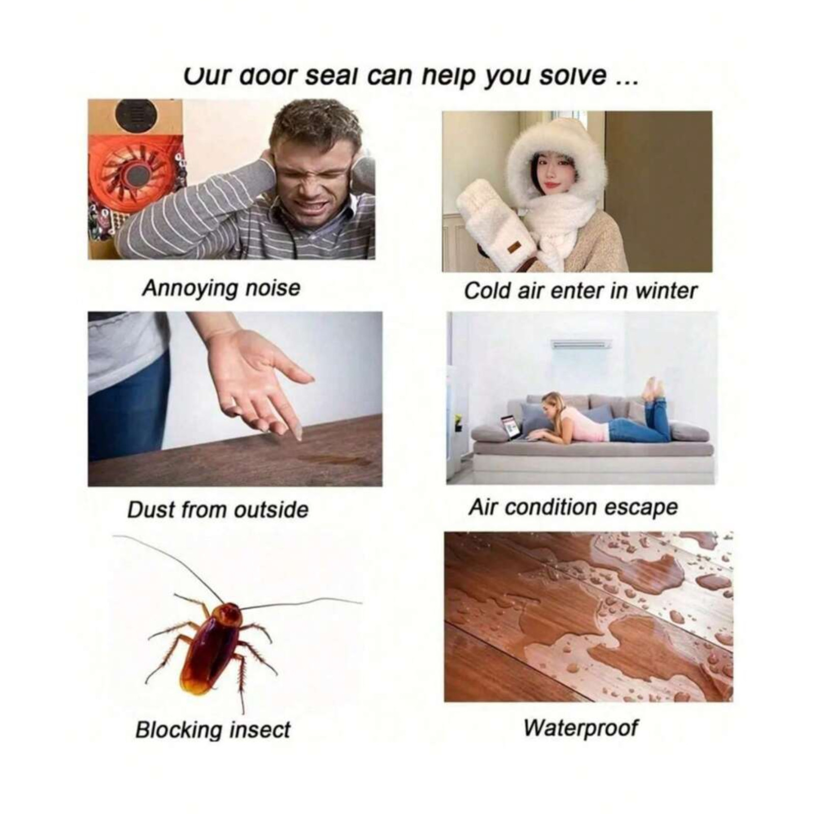 Self-Adhesive Door Draft 1M Door Bottom Weather Strip Door Sweep Insect Blocker