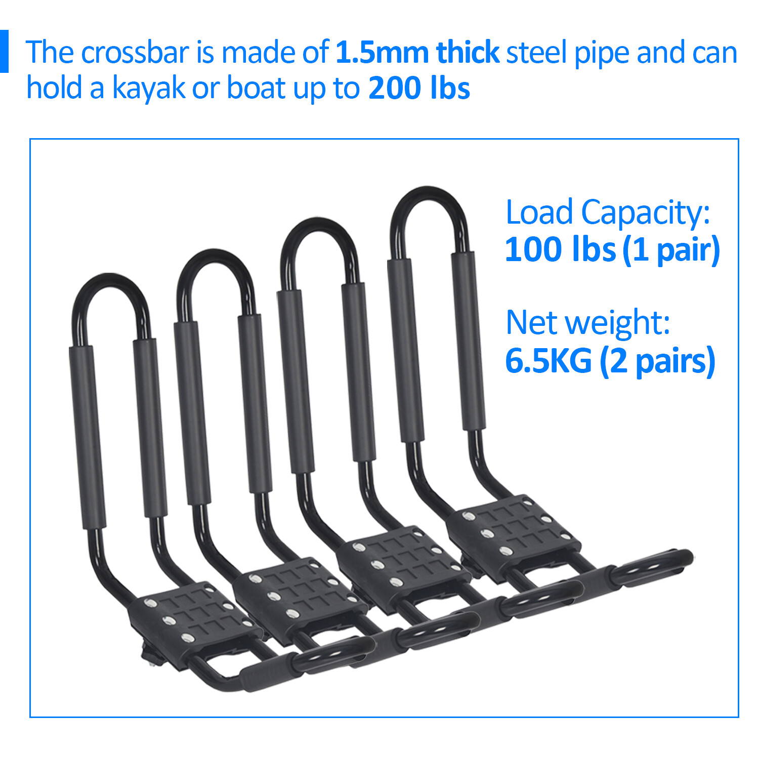 2 pairs Canoe Boat Kayak Roof Rack Car SUV Truck Top Mount Carrier J Cross Bar