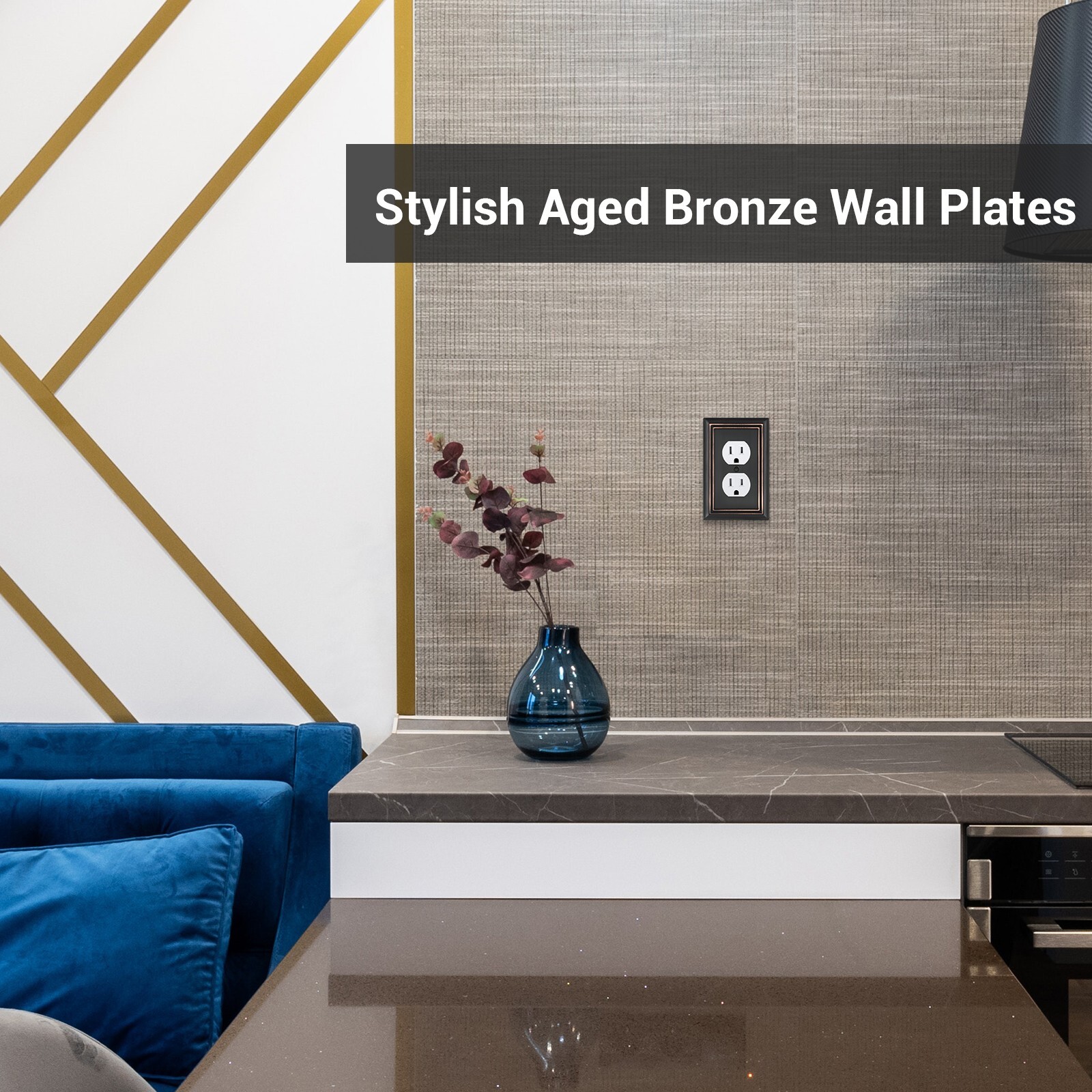 DEWENWILS 4-Pack Duplex Wall Plate, Metal Wall Outlet Cover, Aged Bronze, Duplex