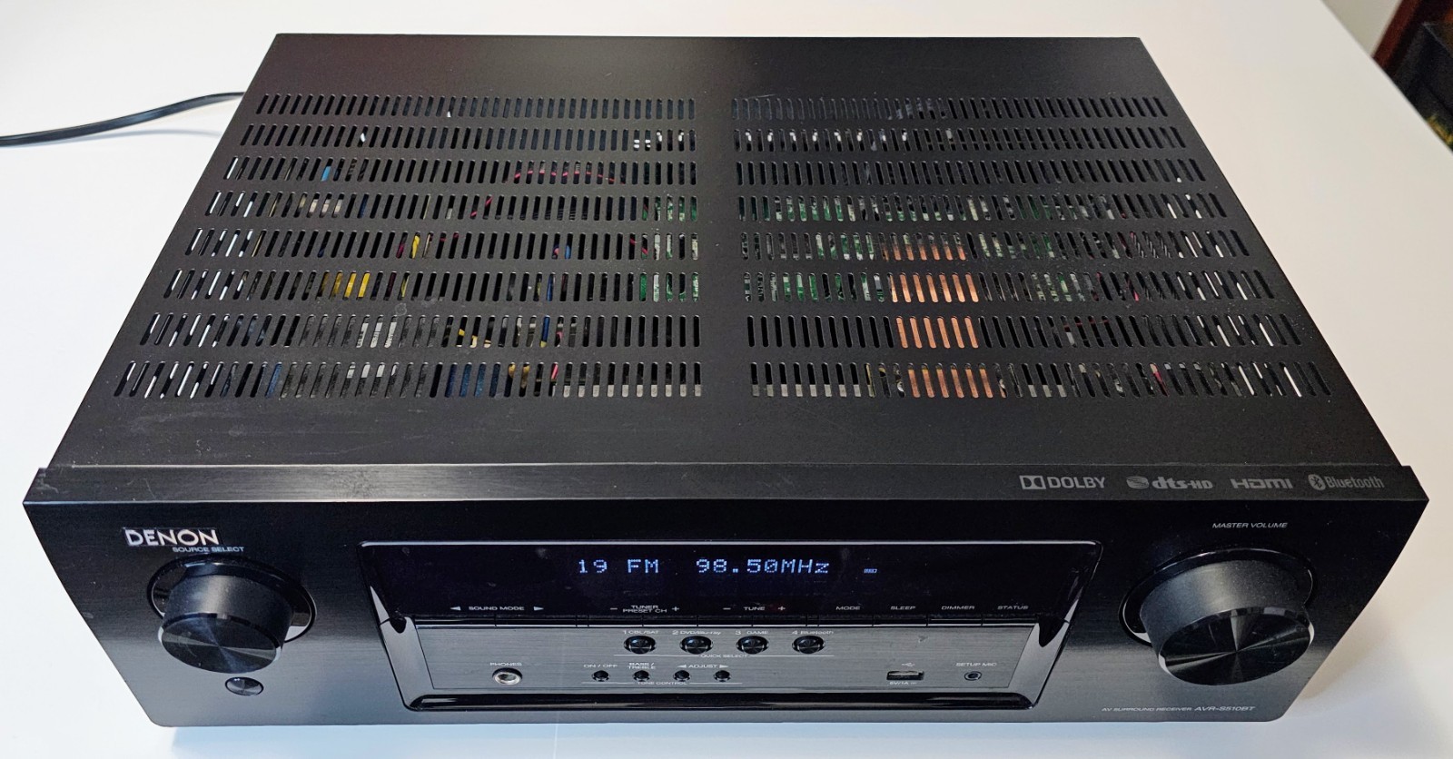 Denon AVR-S510BT 5.2 Ch AV Receiver Bluetooth 4K HDMI Home Theater No Remote