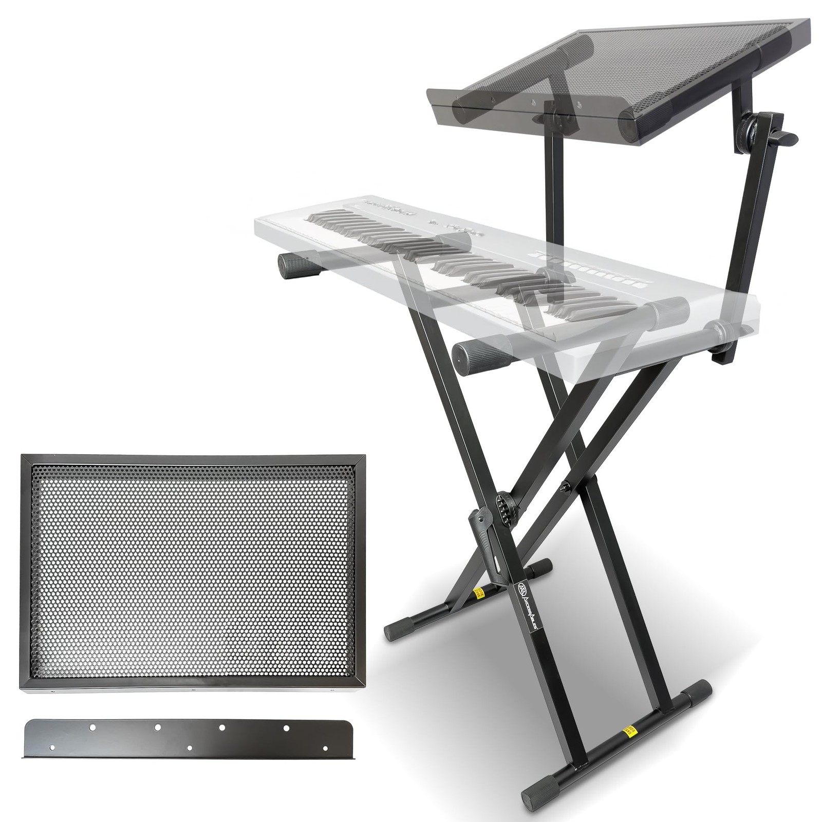 AxcessAbles Portable Two-Tier DJ Table Stand| Two Tier Piano Keyboard Stand for