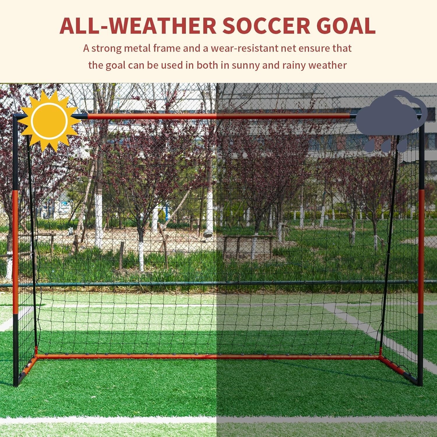 6'x4' Set of 2 Soccer Goal, Steel Frame Goal,Heavy Duty Metal Soccer Goals