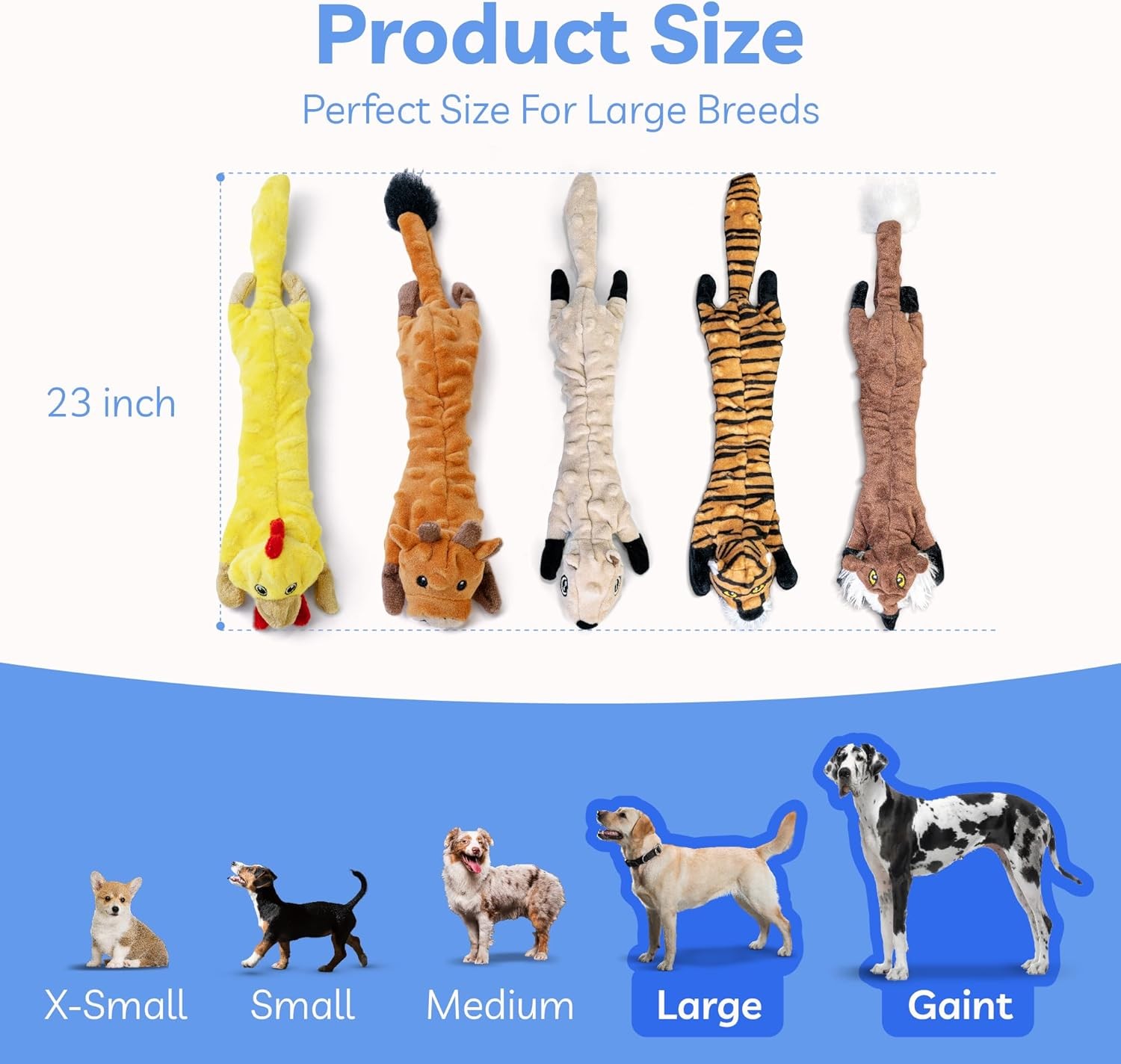 Dog Squeaky Toys 5-Pack, Teething Plush, No Stuff Crinkle, All
