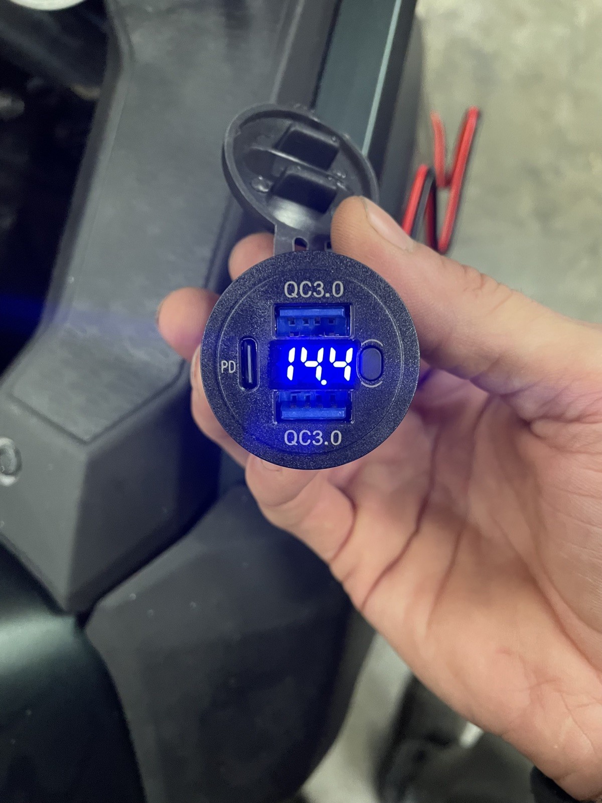 2022+ KLR 12v USB Charger w/Voltage display 30A Relay, Accessory Plug & Play Kit