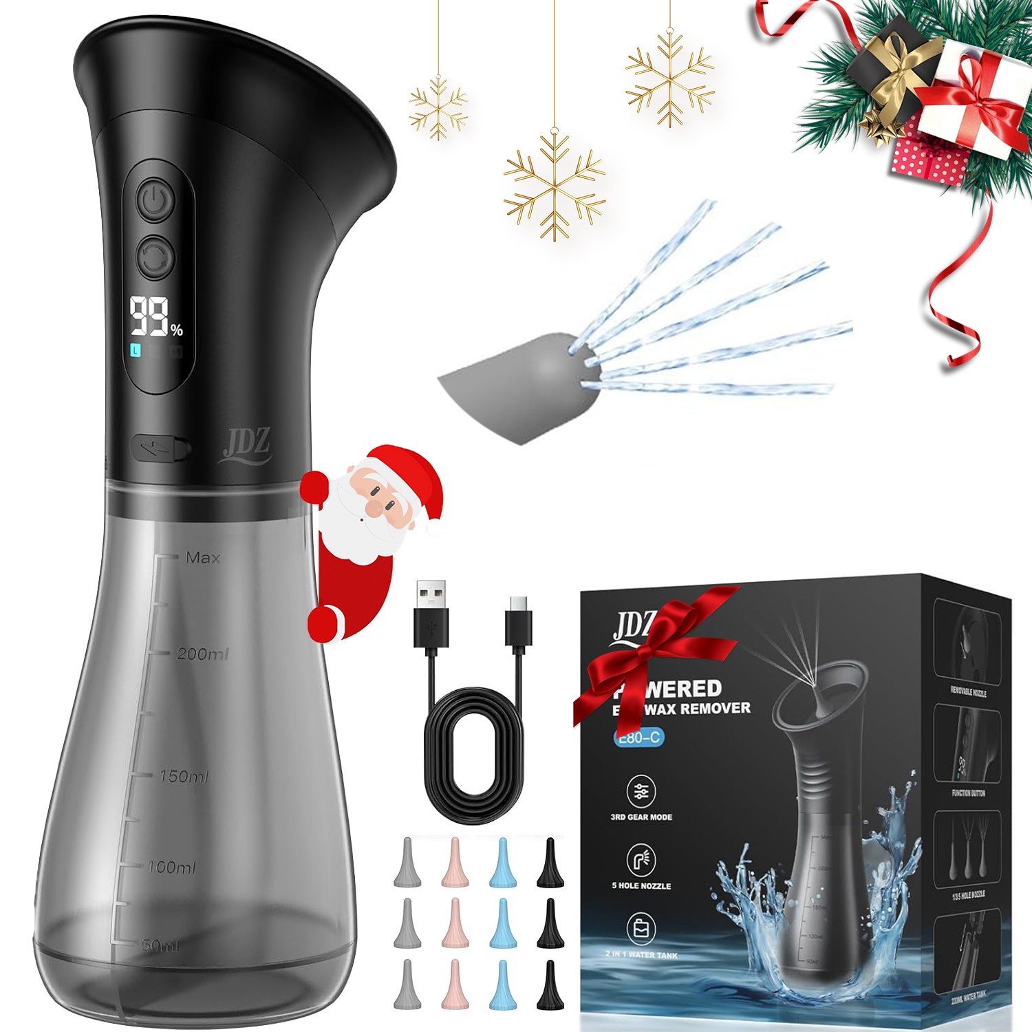 Electric Irrigation Ear Cleaner - 2000mAh Fast Charge IPX7 Ear Wax Removal Kit