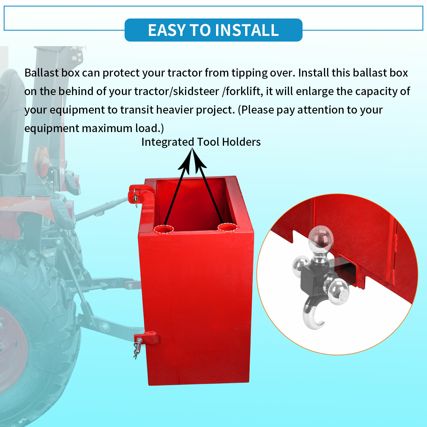 3 Point Ballast Box Mounted Category 1 Tractor Loader Counterweight Attachment