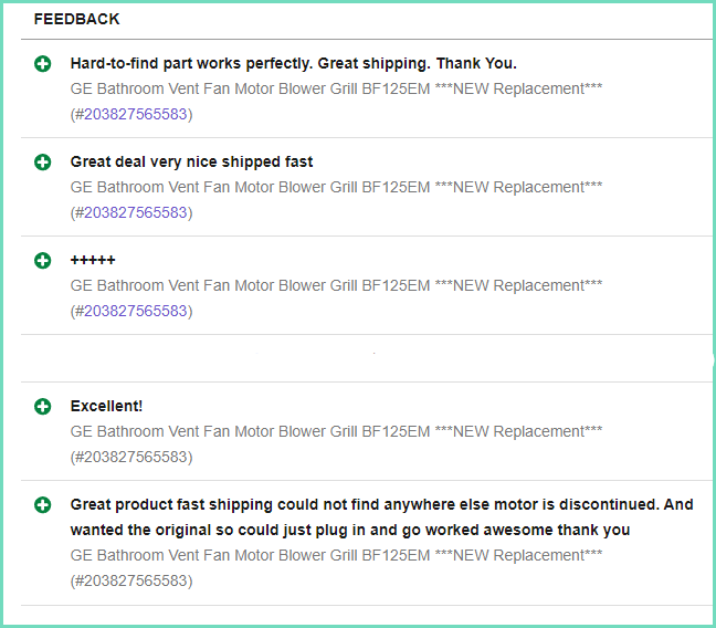 GE Bathroom Vent Fan Motor Blower Grill BF125EM ***NEW Replacement***