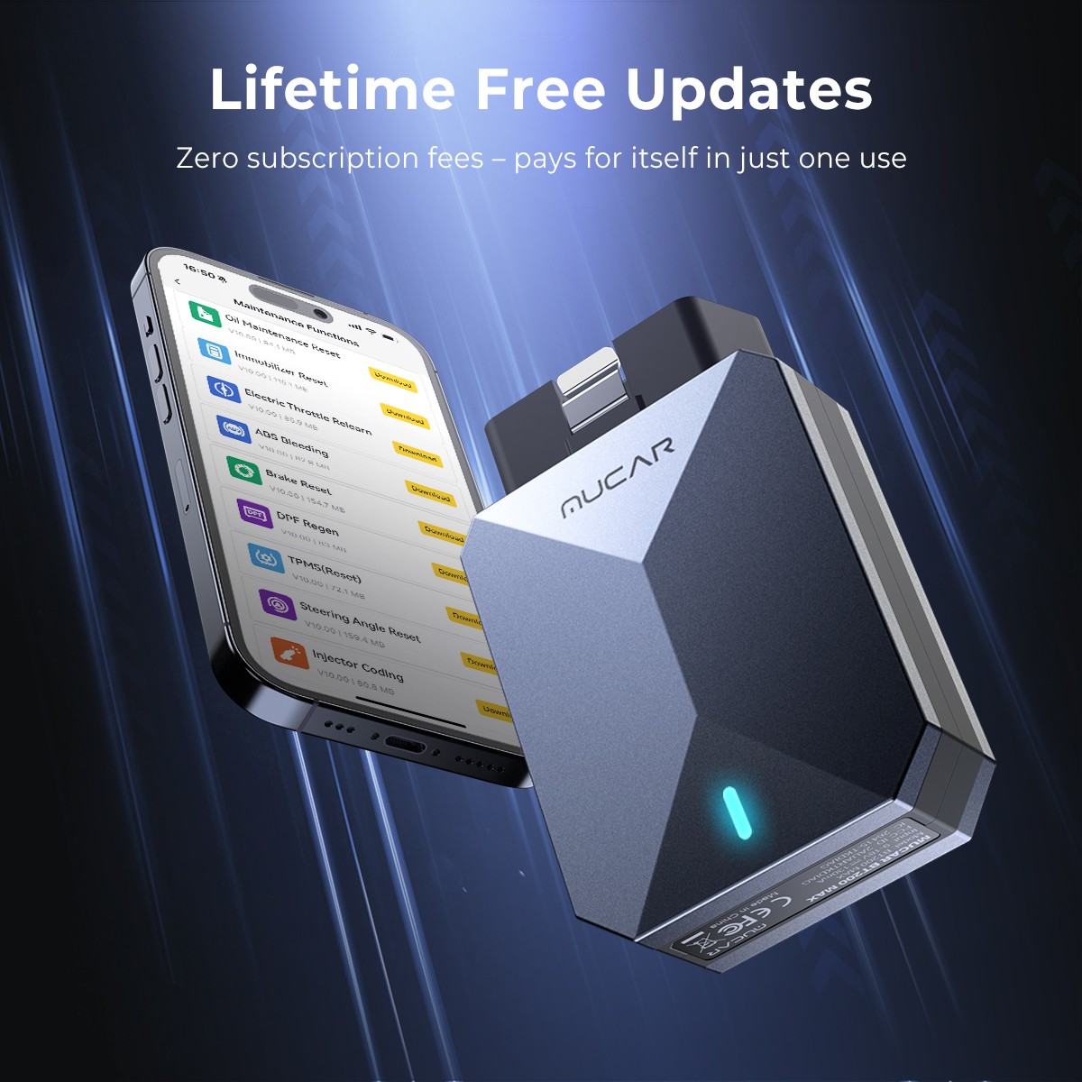 MUCAR BT200 MAX Bluetooth OBD2 Code Reader Scanner Tool Full System AI Diagnose