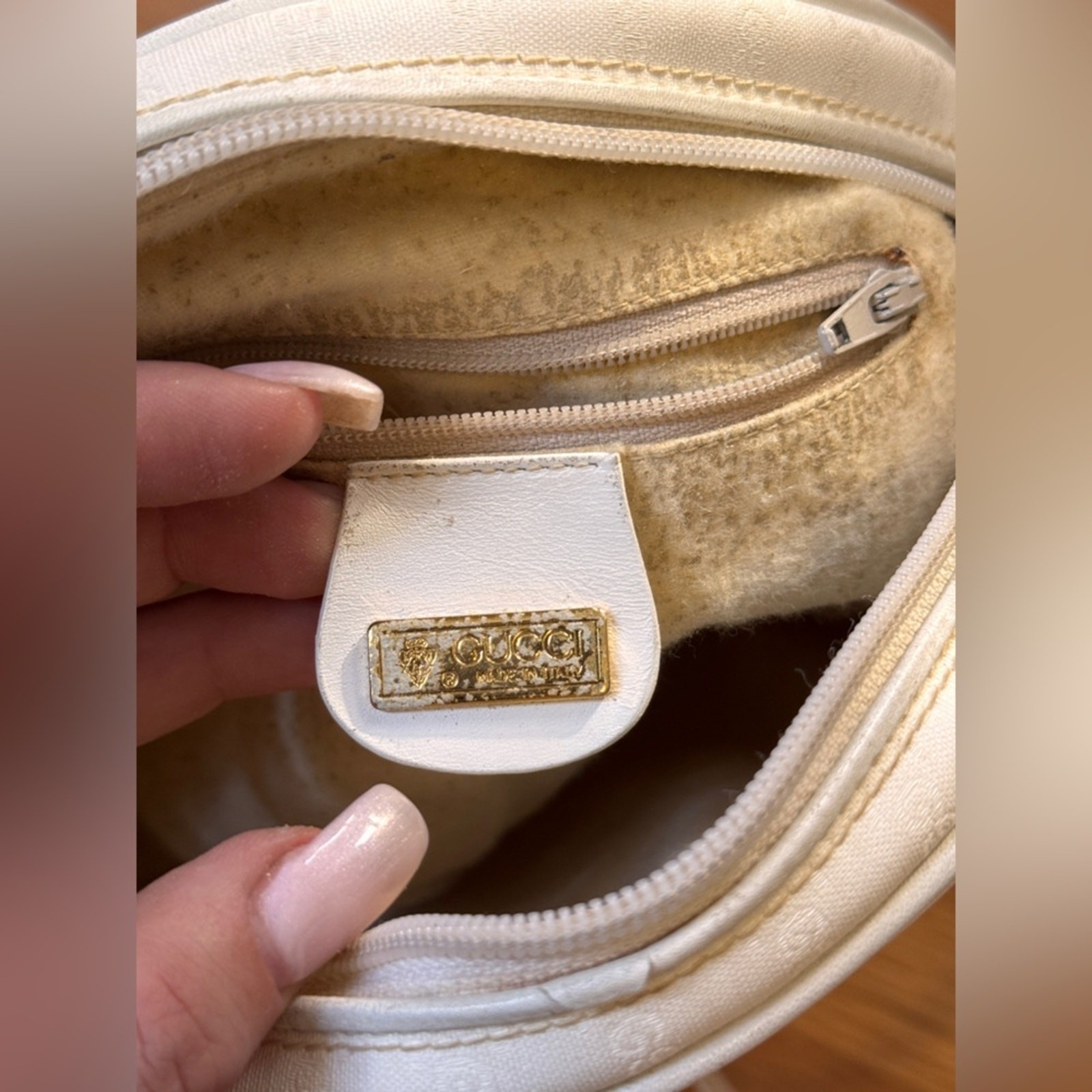 80s Vintage White Gucci Micro GG Canteen Bag