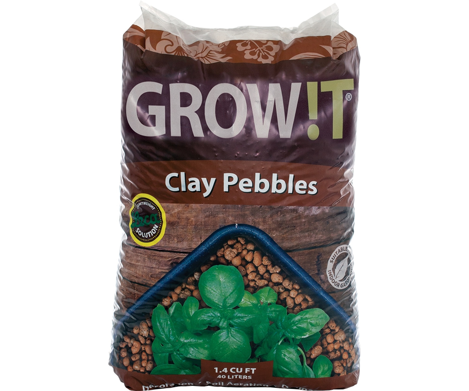 Hydrofarm GROW!T (#GMC40L) Clay Pebbles (4mm-16mm) 14 Liter Bag