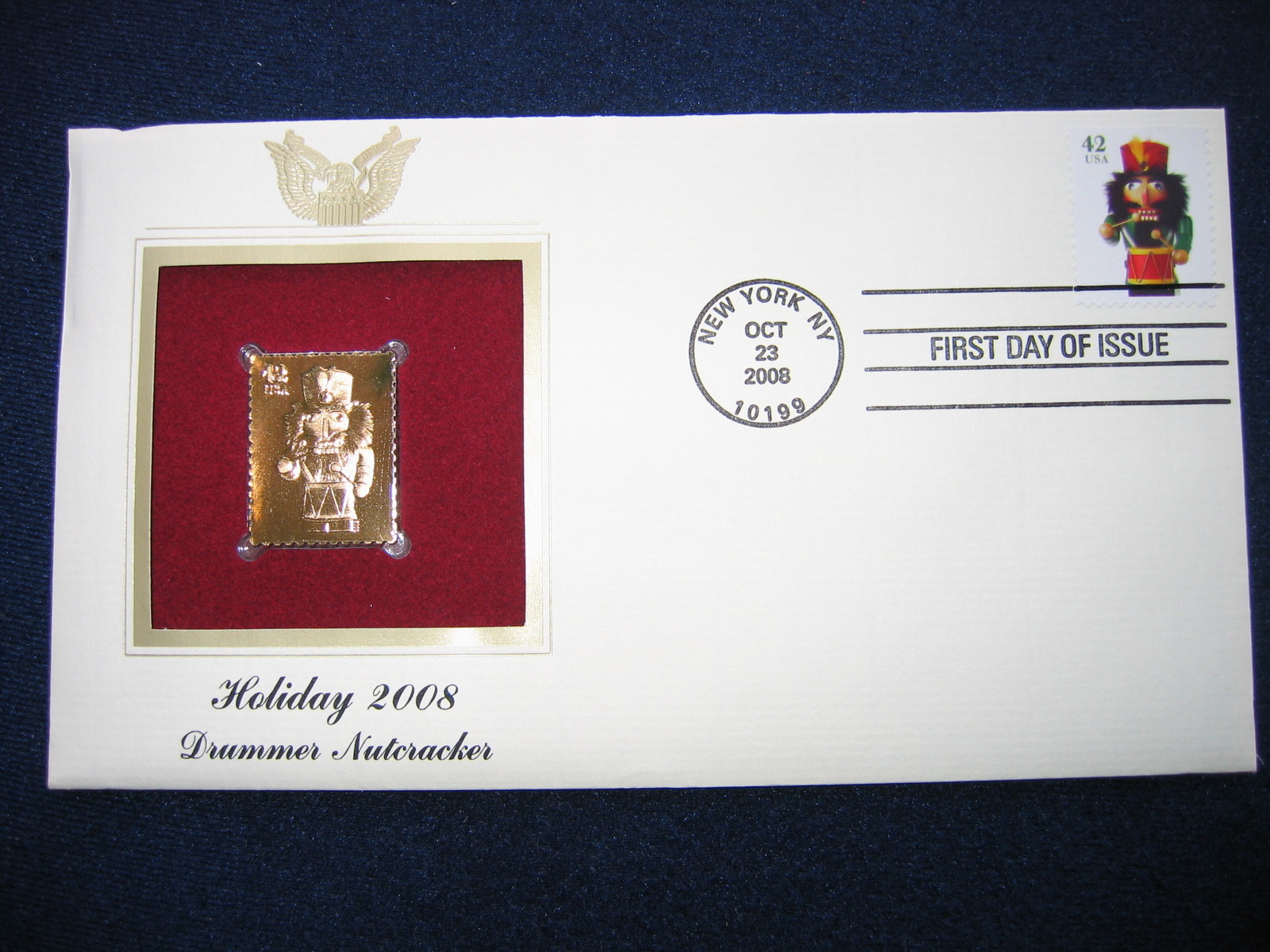2008 Holiday Drummer Nutcracker Replica Gold Golden Cover Stamp