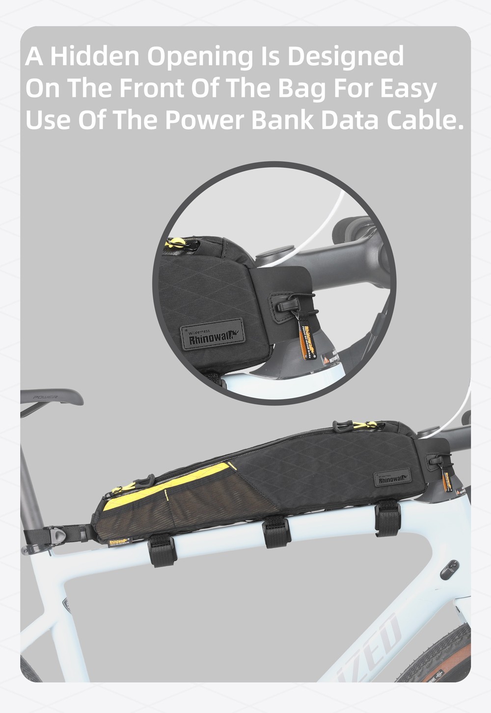 Rhinowalk BIke Large Top Tube Bag Water-Resistant Bikepack For MTB&Road Bike 1pc