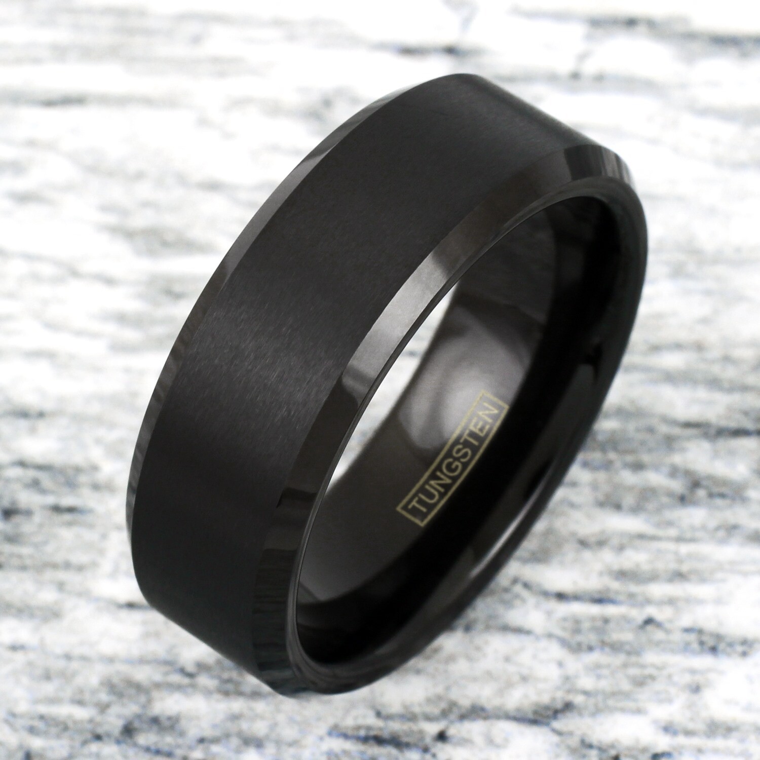 6/8mm Black Tungsten Carbide Brushed Comfort Fit Wedding Band Ring Men's-Women's