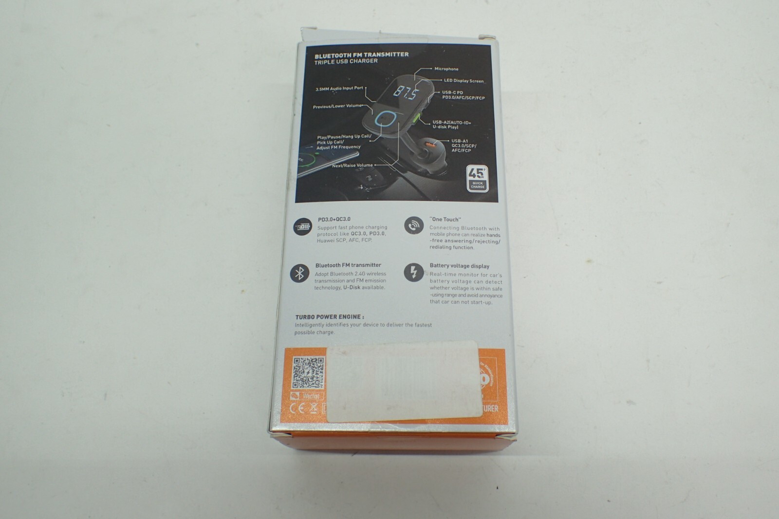 LDNIO Bluetooth 5.0 FM Transmitter Triple USB-C USB Car Fast Charger