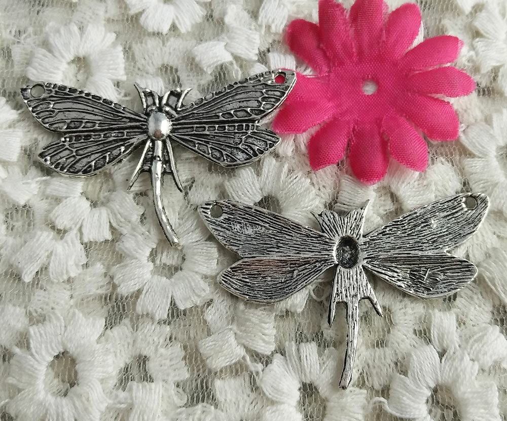 Free Ship 20 pcs Antique silver dragonfly connectors 49x31mm H-3239