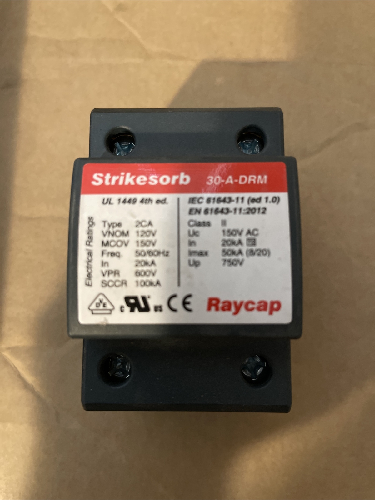 Raycap Strikesorb 30-A-DRM Surge Protective Device, 120VAC - NEW!