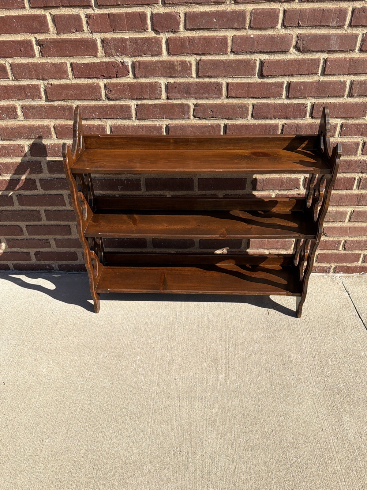 Antique 3 Shelf Wood Bookshelf, Victorian 37”L 33.5”H 9”D