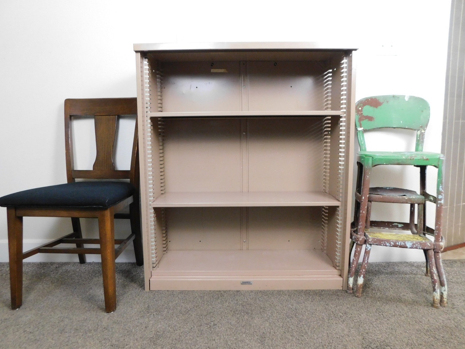 Large Steampunk Industrial Metal Adjustable Shelves Bookcase 42x36x12 VTG -SHIPS