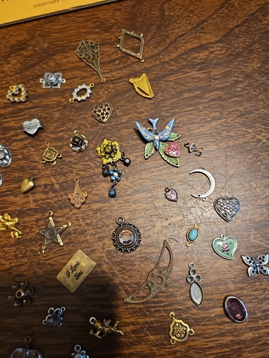 Lot Of 50 Mixed Parts Pcs France Vintage 60s Brass Stampings Findings Jewelry 16