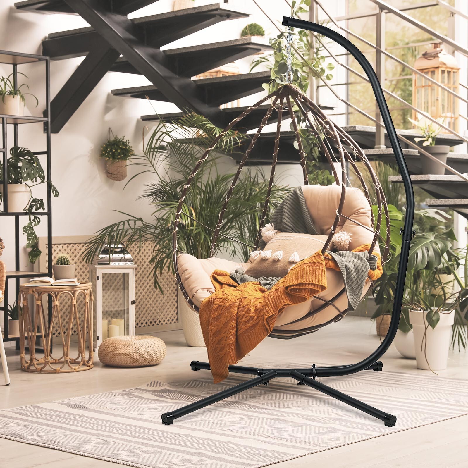Aoodor Hammock C Stand(Only) Solid Steel Construction For Hanging Swing Chair