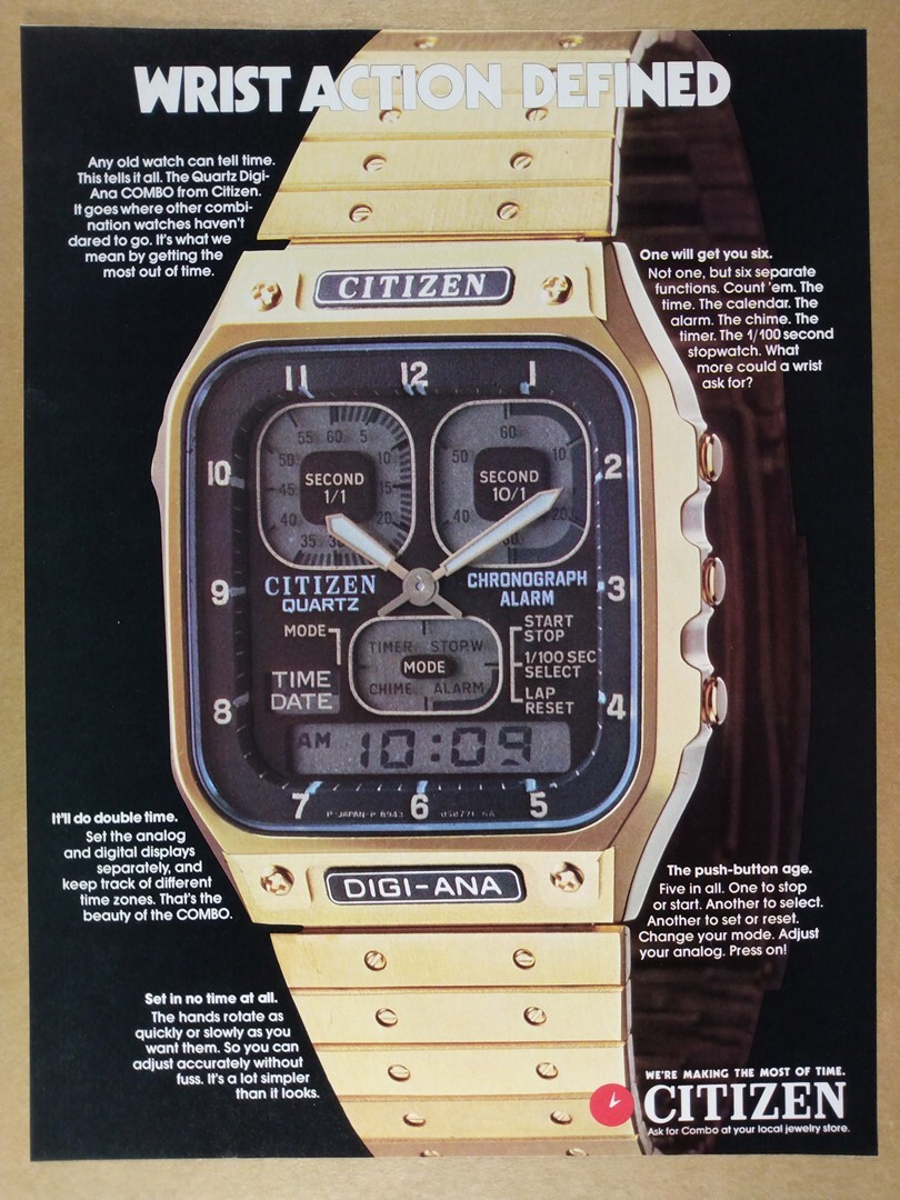 1983 Citizen DIGI-ANA Combo Watch vintage print Ad