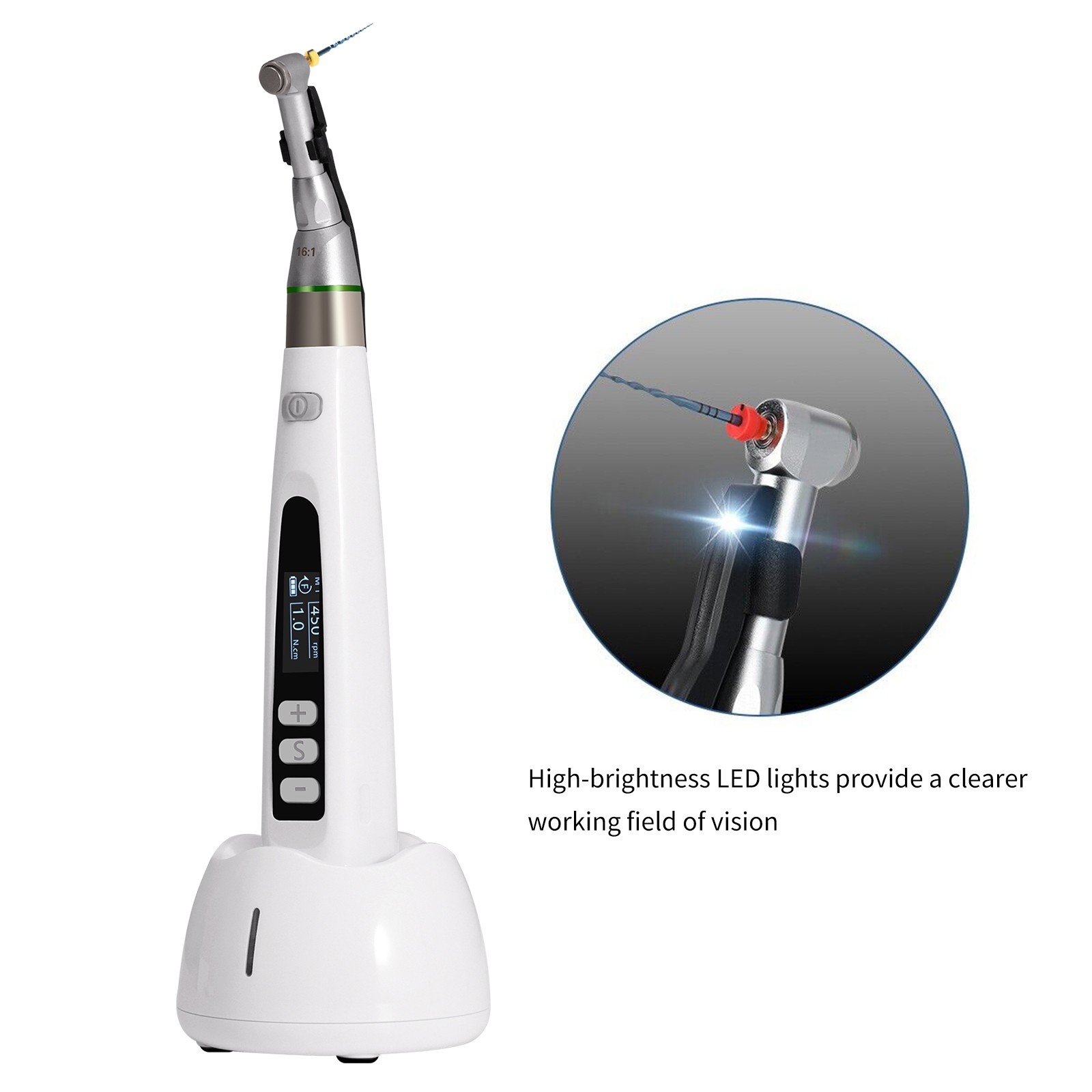 Dental Wireless 16:1 Mini Endo Motor LED Handpiece / Root Canal Apex Locator New