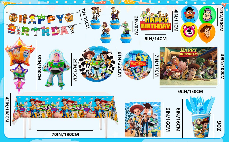 114 Pcs Toy Story Party Decorations Toy Story Birthday Tableware Balloons Plates