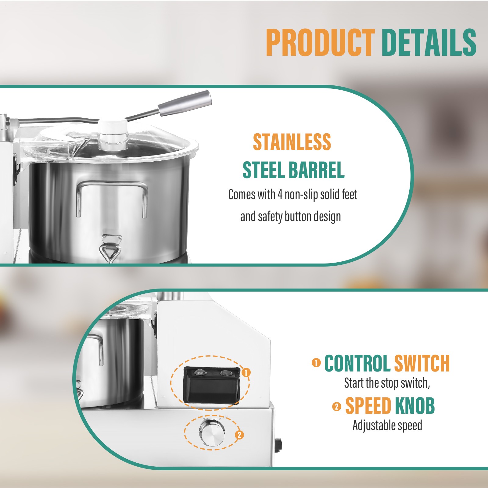 1800W Commercial Food Processor Stainless Steel Electric Vegetable Meat Chopper